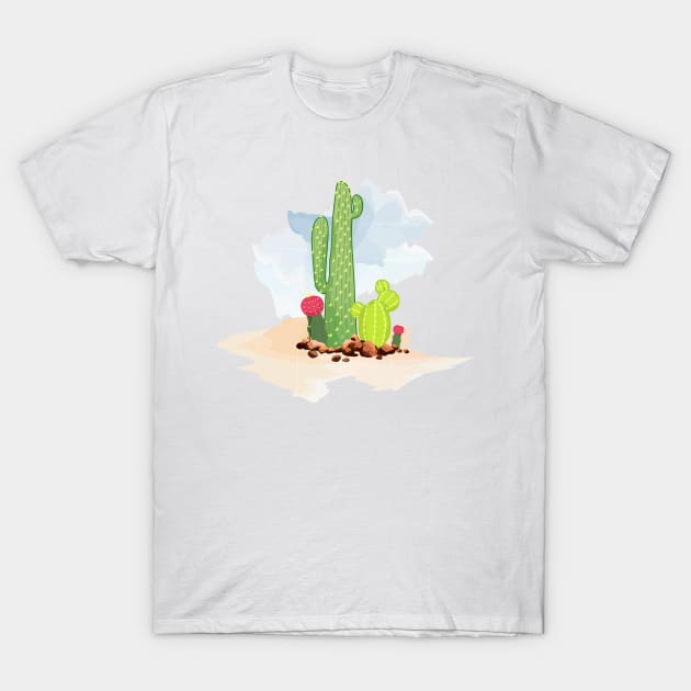 Cactus in the desert T-Shirt by Polydesign